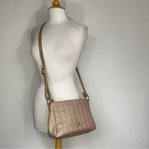 3/$25 Boo! Tan Taupe Faux Leather Quilted Adjustable Strap Crossbody Purse Bag